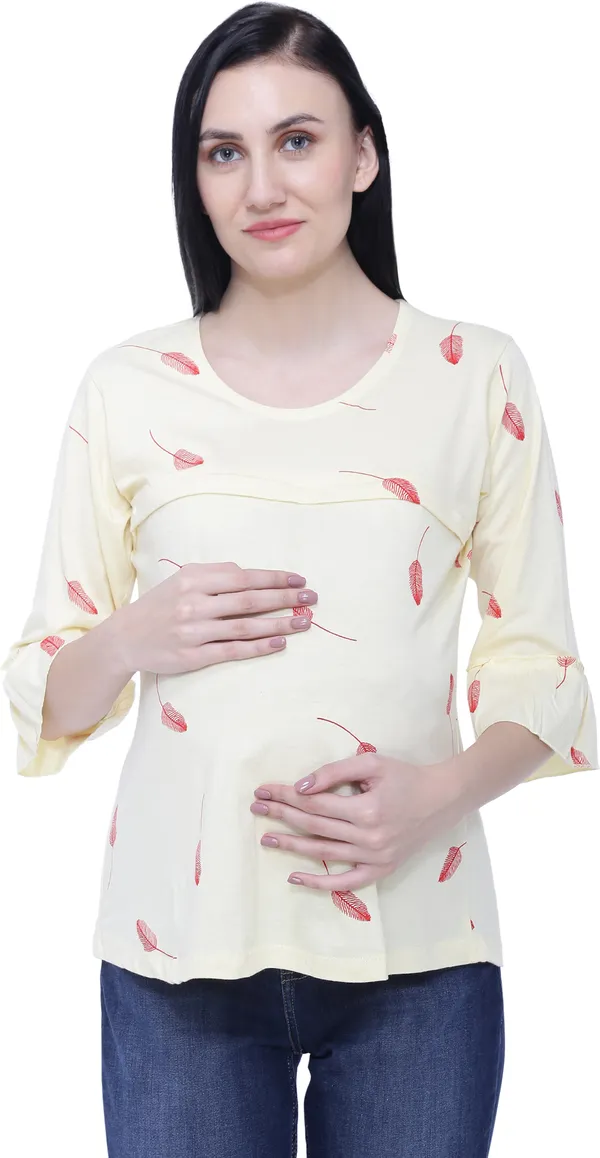 Cream_Cotton_Casual_Printed_Top_For_Women