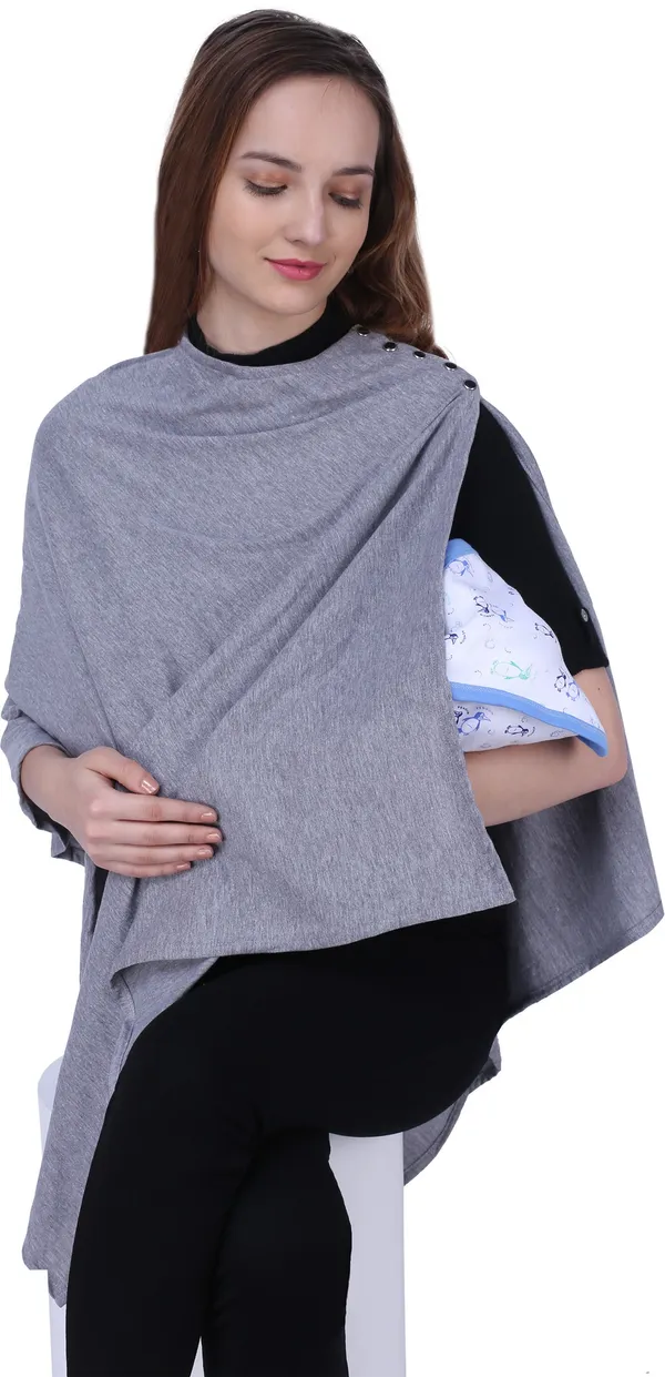Grey_Plain_100%_Natural_Bio-Wash_Ultrasoft_Cotton_Breastfeeding_Cover_For_Mother_And_Nursing