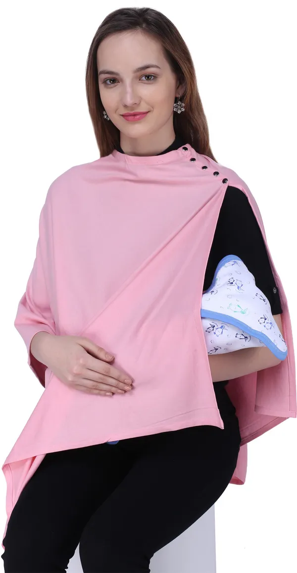 Pink_Plain_100%_Natural_Bio-Wash_Ultrasoft_Cotton_Breastfeeding_Cover_For_Mother_And_Nursing