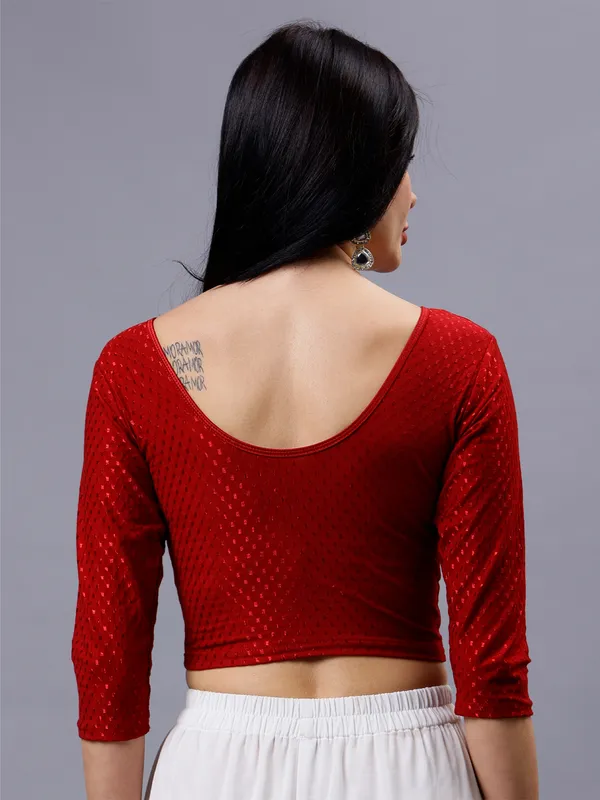 Maroon_Plus_Size_Full_Sleeve_Blouse_For_Women