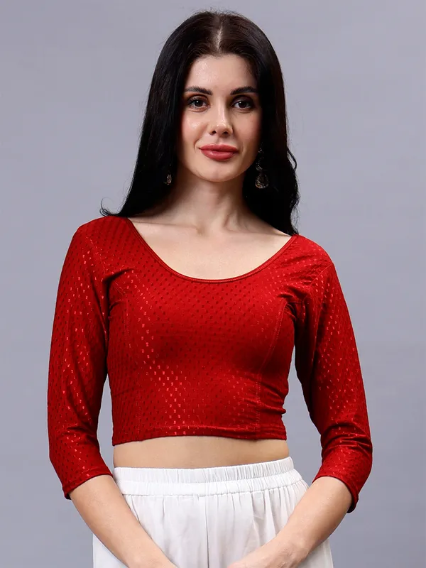 Maroon_Plus_Size_Full_Sleeve_Blouse_For_Women
