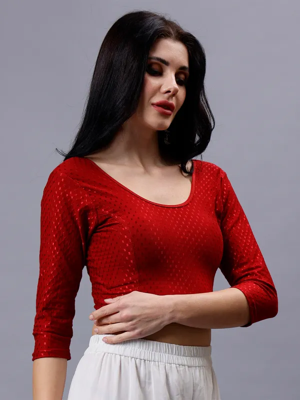 Maroon_Plus_Size_Full_Sleeve_Blouse_For_Women