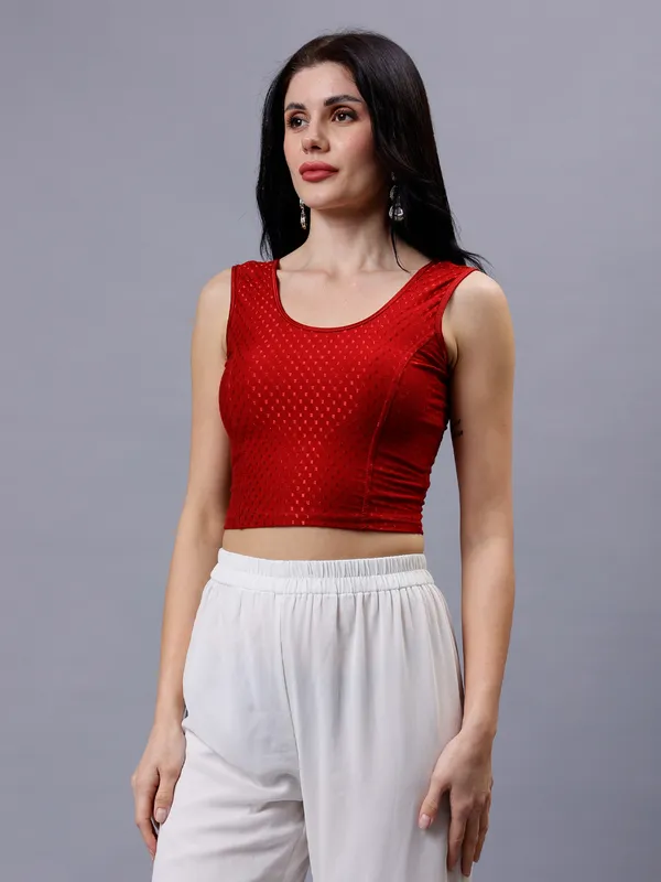 Maroon_Plus_Size_Sleeveless_Blouse_For_Women