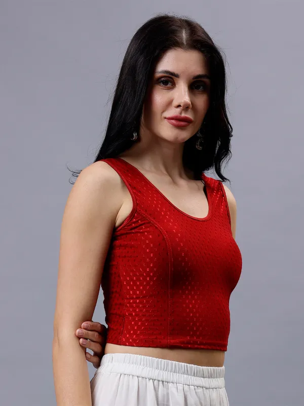 Maroon_Plus_Size_Sleeveless_Blouse_For_Women