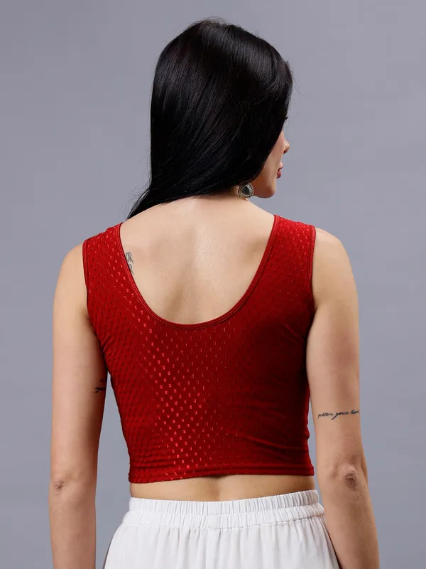 Maroon_Plus_Size_Sleeveless_Blouse_For_Women