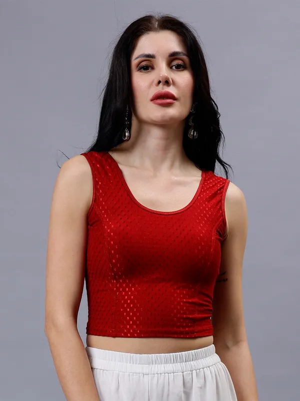 Maroon_Plus_Size_Sleeveless_Blouse_For_Women
