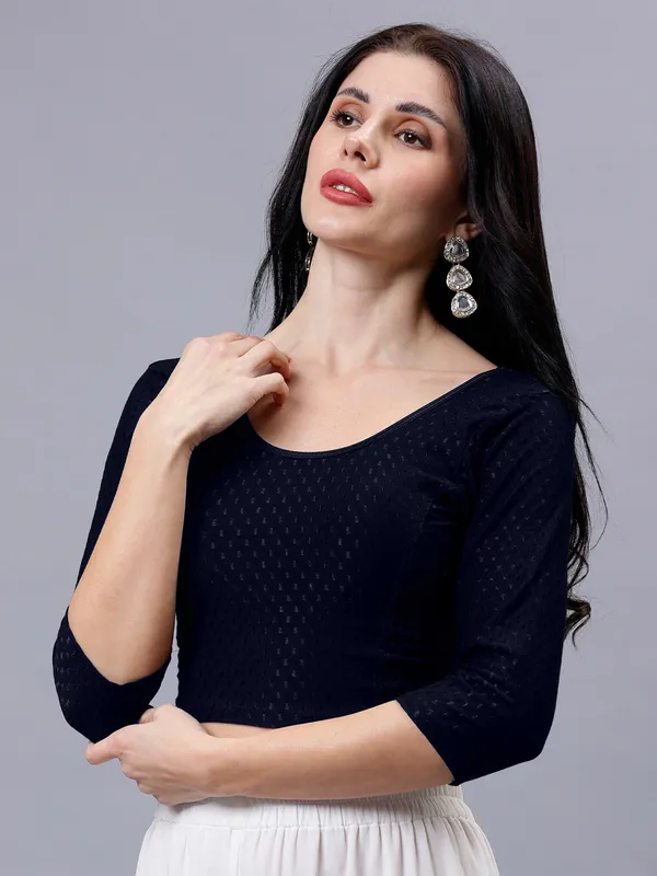 Navy_Blue_Plus_Size_Full_Sleeve_Blouse_For_Women
