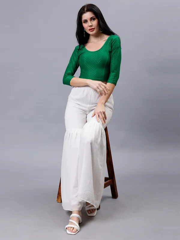 Dark_Green_Plus_Size_Full_Sleeve_Blouse_For_Women