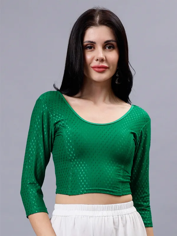 Dark_Green_Plus_Size_Full_Sleeve_Blouse_For_Women