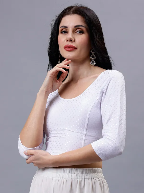 White_Plus_Size_Full_Sleeve_Blouse_For_Women