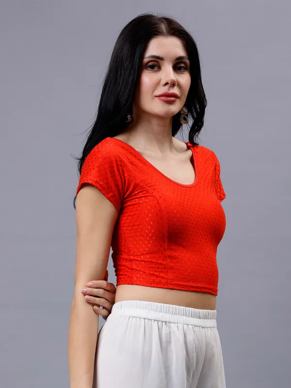 Red_Plus_Size_Short_Sleeve_Blouse_For_Women