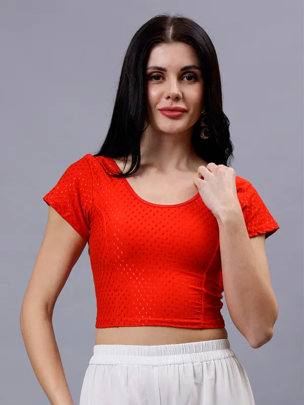 Red_Plus_Size_Short_Sleeve_Blouse_For_Women