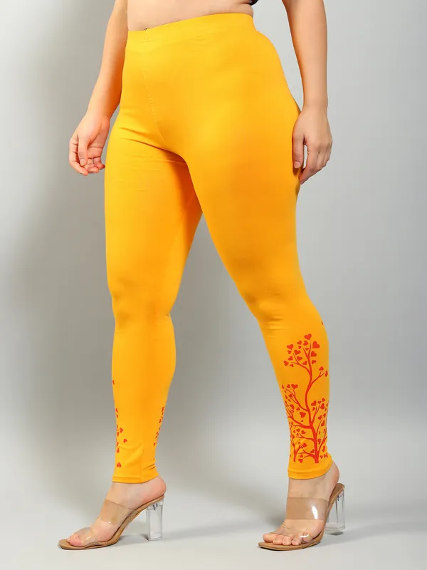 Yellow_Solid_Plus_Size_Ankle_Length_Ethnic_Wear_Legging_For_Women