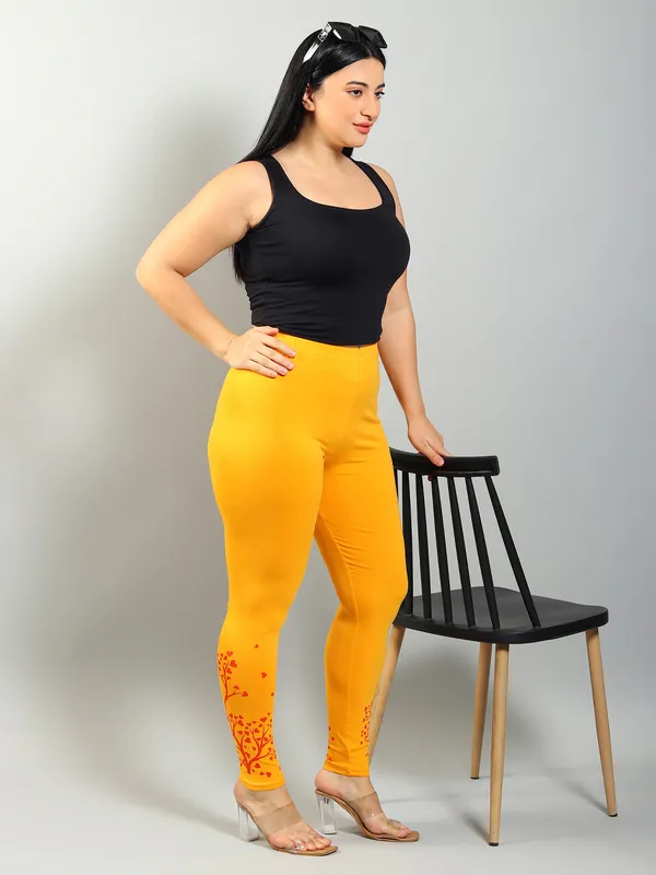 Yellow_Solid_Plus_Size_Ankle_Length_Ethnic_Wear_Legging_For_Women