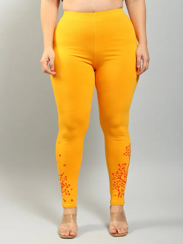 Yellow_Solid_Plus_Size_Ankle_Length_Ethnic_Wear_Legging_For_Women