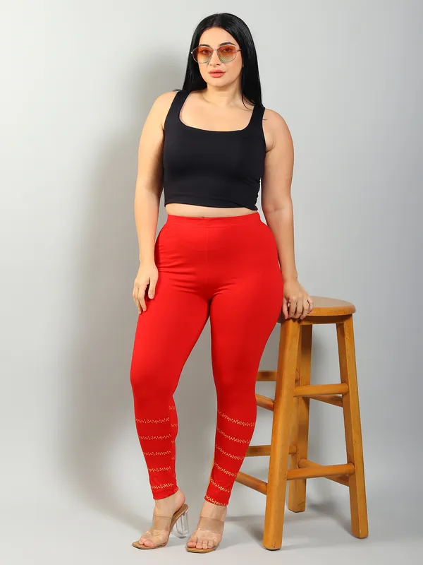 Red_Solid_Plus_Size_Ethnic_Wear_Legging_For_Women