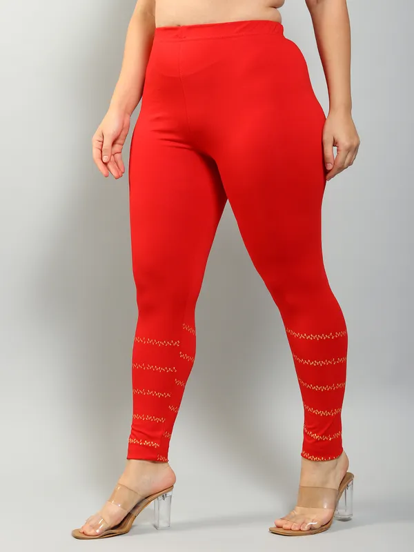 Red_Solid_Plus_Size_Ethnic_Wear_Legging_For_Women