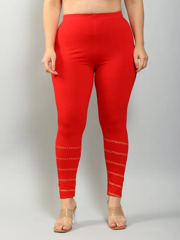 Red_Solid_Plus_Size_Ethnic_Wear_Legging_For_Women