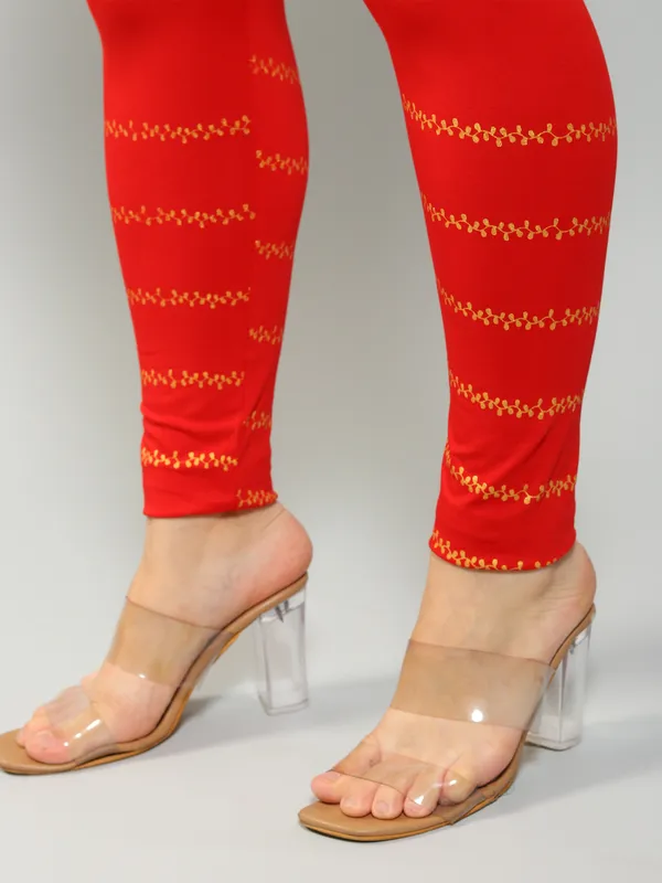 Red_Solid_Plus_Size_Ethnic_Wear_Legging_For_Women