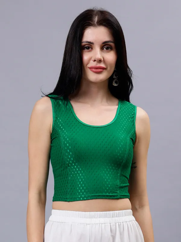 Dark_Green_Plus_Size_Sleeveless_Blouse_For_Women
