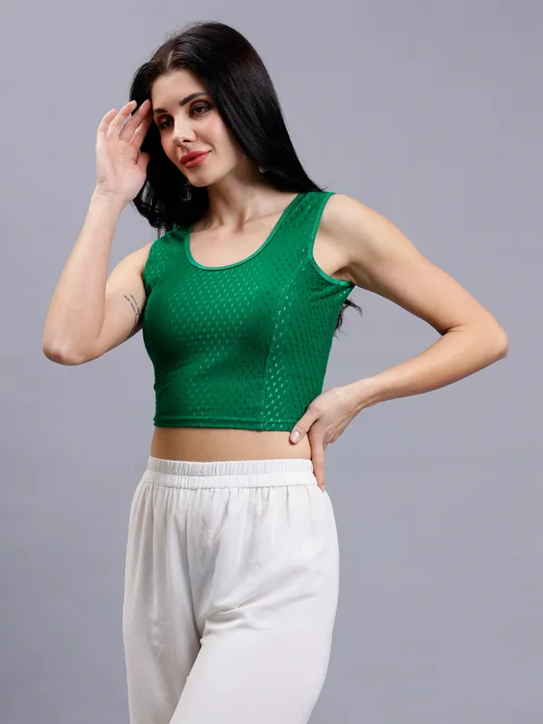 Dark_Green_Plus_Size_Sleeveless_Blouse_For_Women