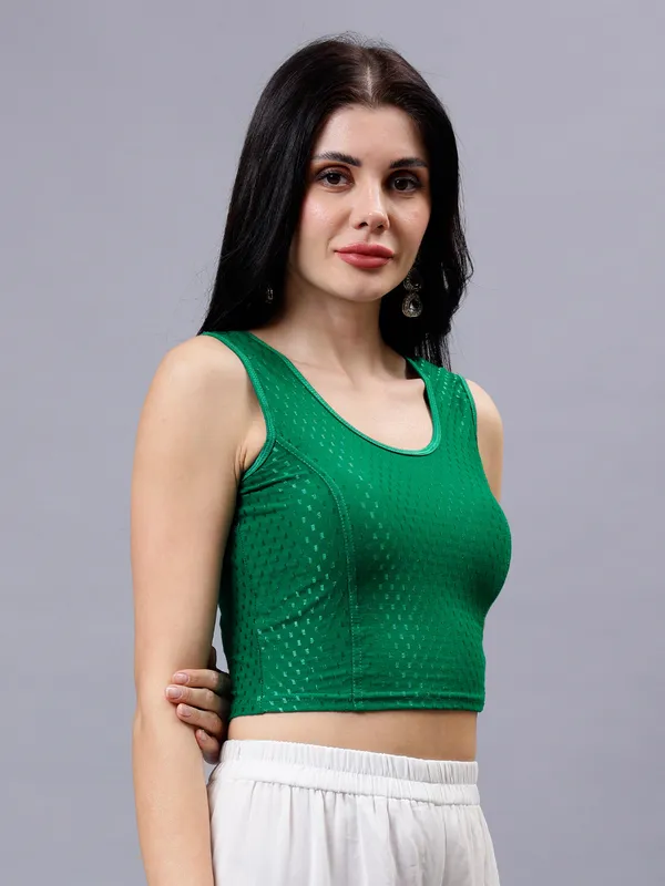 Dark_Green_Plus_Size_Sleeveless_Blouse_For_Women