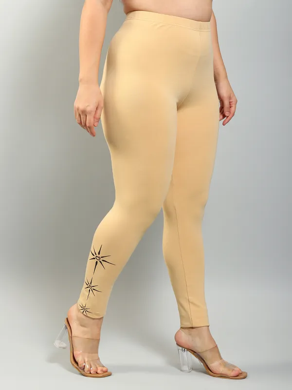 Beige_Solid_Plus_Size_Ankle_Length_Ethnic_Wear_Legging_For_Women