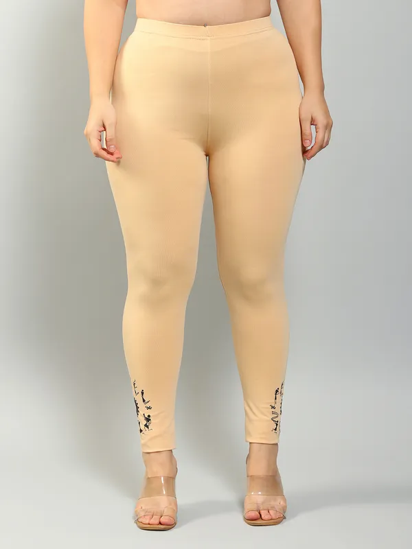 Beige_Solid_Plus_Size_Ankle_Length_Ethnic_Wear_Legging_For_Women