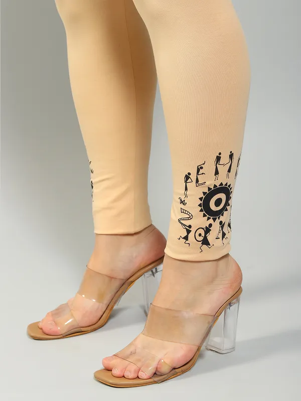 Beige_Solid_Plus_Size_Ankle_Length_Ethnic_Wear_Legging_For_Women