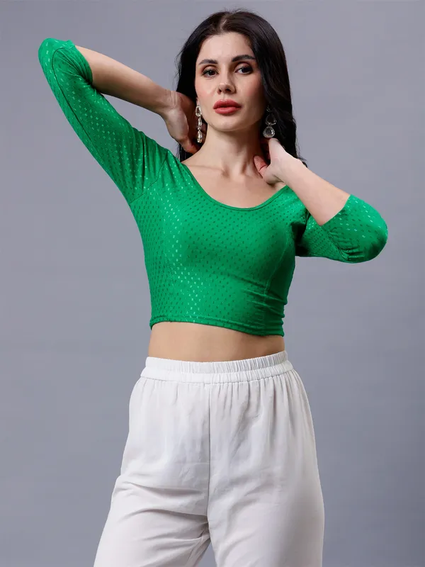 Green_Plus_Size_Full_Sleeve_Blouse_For_Women