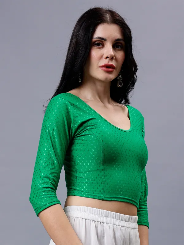 Green_Plus_Size_Full_Sleeve_Blouse_For_Women