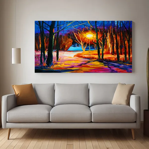 Night_View_In_Forest_Canvas_Wall_Painting_For_Home_Decor_Living_Room_Wall_Decoration_Fitted_With_Wooden_Frame