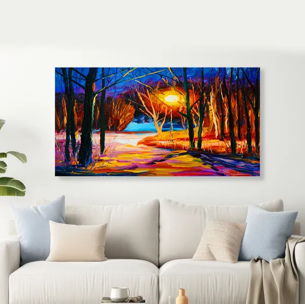 Night_View_In_Forest_Canvas_Wall_Painting_For_Home_Decor_Living_Room_Wall_Decoration_Fitted_With_Wooden_Frame