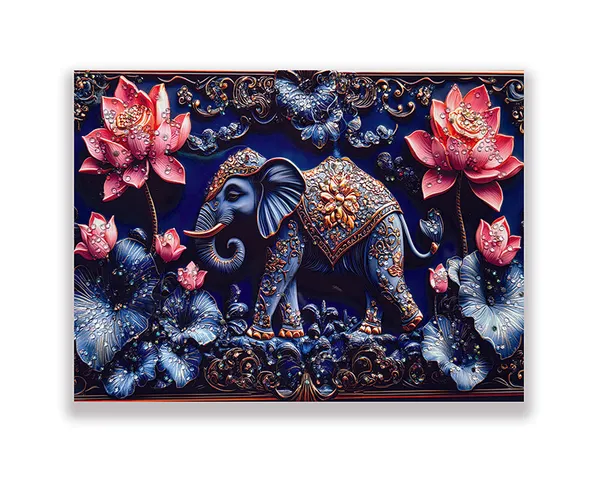 3D_Elephant_With_Floral_Crystal_Embossed_Painting_For_Home_Decor_Living_Room_Wall_Decoration