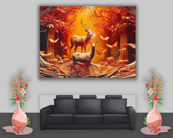 Forest_Trees_Deer_Crystal_Embossed_Wall_Art_Painting_For_Home_Decor_Living_Room_Wall_Decoration