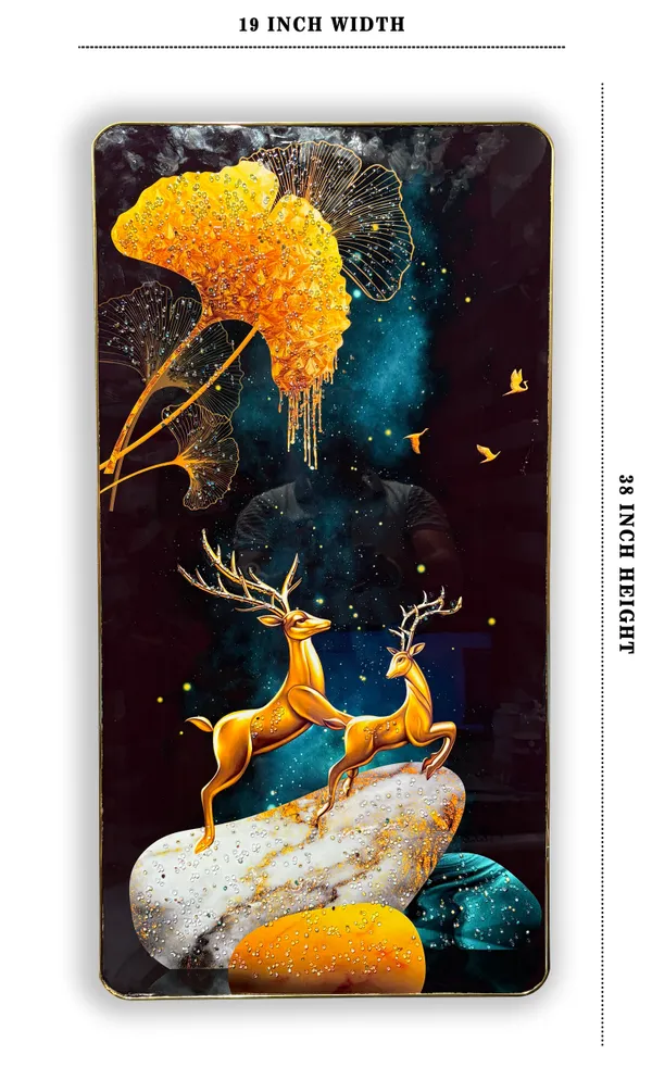 Gold_Reindeer_Crystal_Embossed_Wall_Art_Painting_For_Home_Decor_Living_Room_Wall_Decoration