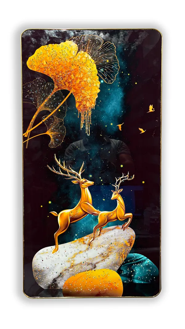 Gold_Reindeer_Crystal_Embossed_Wall_Art_Painting_For_Home_Decor_Living_Room_Wall_Decoration