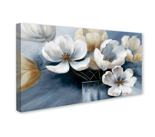 Classic_White_Flower_Canvas_Wall_Painting_For_Home_Decor_Living_Room_Wall_Decoration_Fitted_With_Wooden_Frame