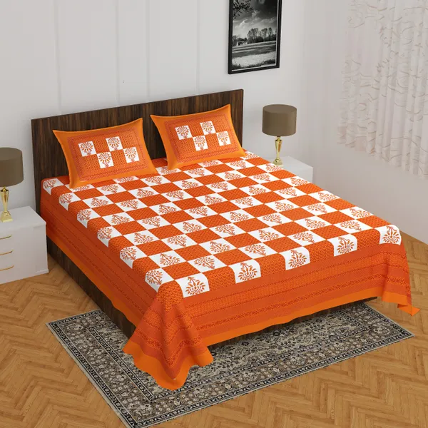Rajasthani_Jaipuri_Traditional_Double_Bedsheet_with_2_Pillow_Cover_(Orange_color)