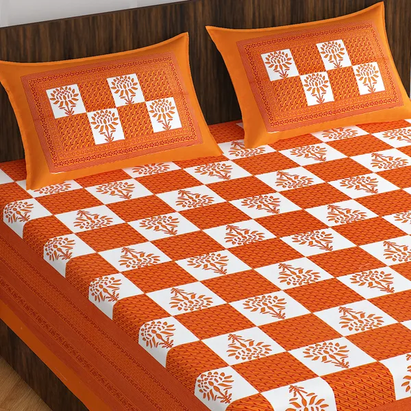 Rajasthani_Jaipuri_Traditional_Double_Bedsheet_with_2_Pillow_Cover_(Orange_color)