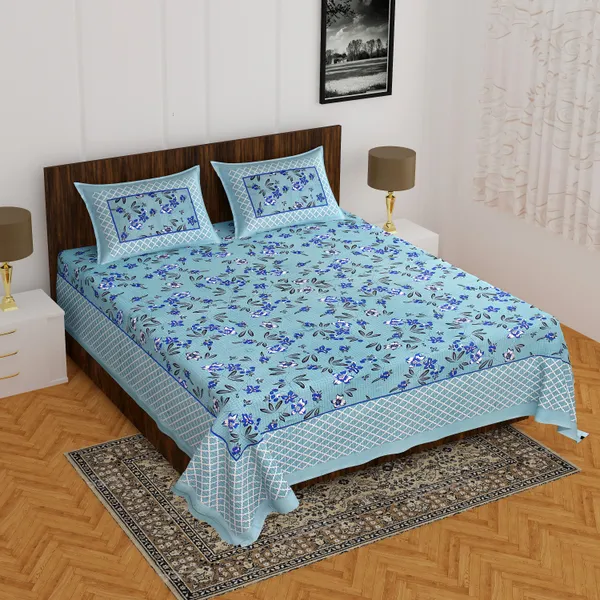 Rajasthani_Jaipuri_Traditional_Double_Bedsheet_with_2_Pillow_Cover_(Blue_Color)
