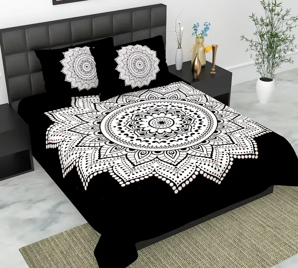 Rajasthani_Jaipuri_Traditional_Queen_Bedsheet_with_2_Pillow_Cover_(White_&_Black)