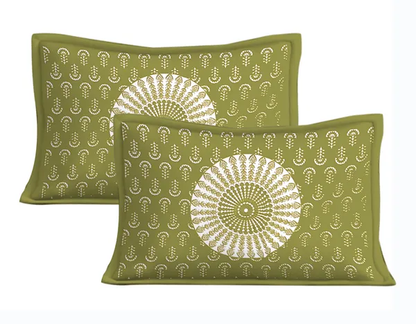 Rajasthani_Jaipuri_Traditional_Double_Bedsheet_with_2_Pillow_Cover_(White_&_Green)