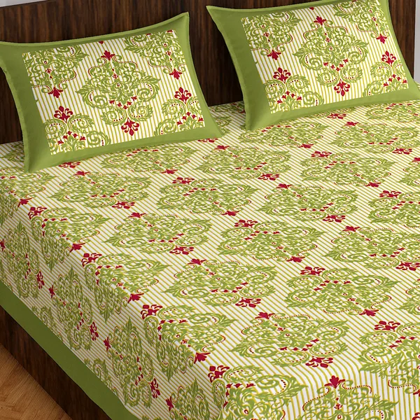 Rajasthani_Jaipuri_Traditional_Double_Bedsheet_with_2_Pillow_Cover_(Green_color)