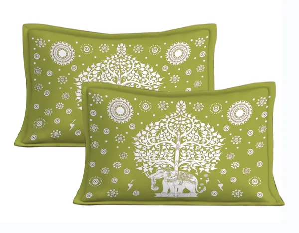 Rajasthani_Jaipuri_Traditional_Double_Bedsheet_with_2_Pillow_Cover_(Green_&_White)