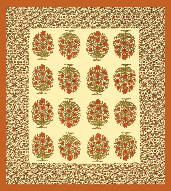 Rajasthani_Jaipuri_Traditional_Double_Bedsheet_with_2_Pillow_Cover_(Cream_&_Orange)