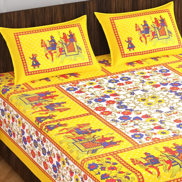 Rajasthani_Jaipuri_Traditional_Double_Bedsheet_with_2_Pillow_Cover_(Yellow)