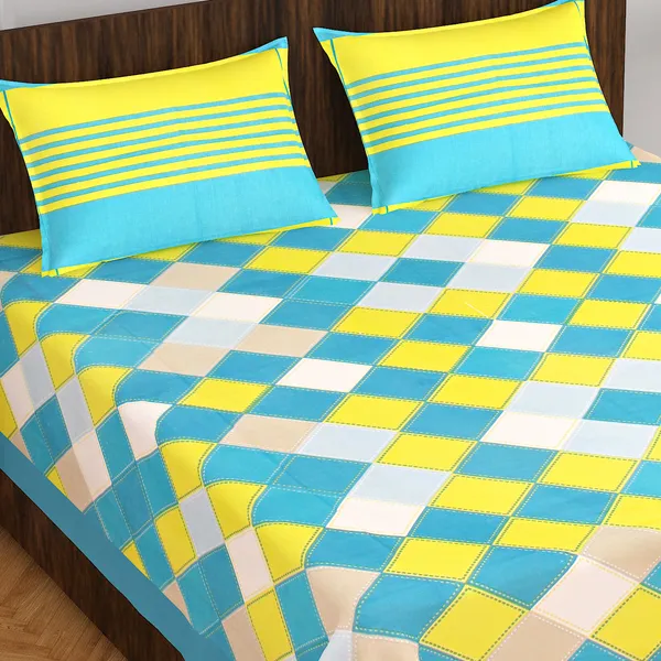 Rajasthani_Jaipuri_Traditional_Double_Bedsheet_with_2_Pillow_Cover_(Yellow_&_Blue)