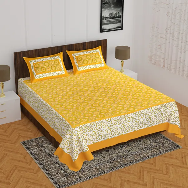 Rajasthani_Jaipuri_Traditional_Double_Bedsheet_with_2_Pillow_Cover_(White_&_Yellow)