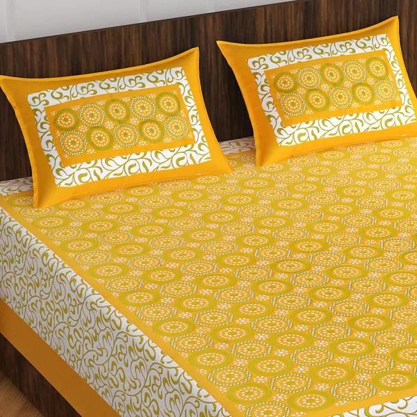 Rajasthani_Jaipuri_Traditional_Double_Bedsheet_with_2_Pillow_Cover_(White_&_Yellow)
